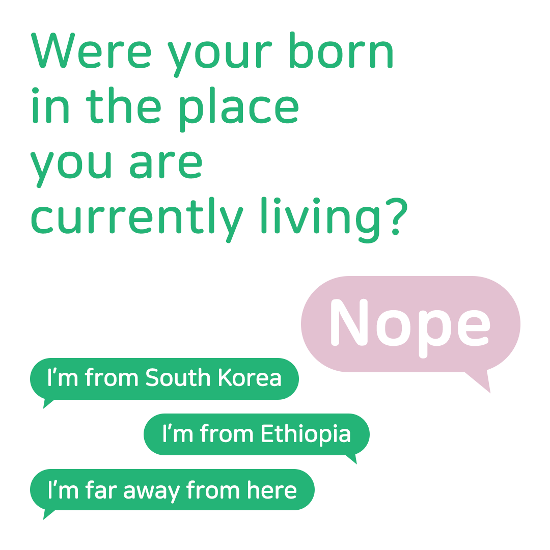 We are all Diaspora #4. Were your born in the place you are currently living?